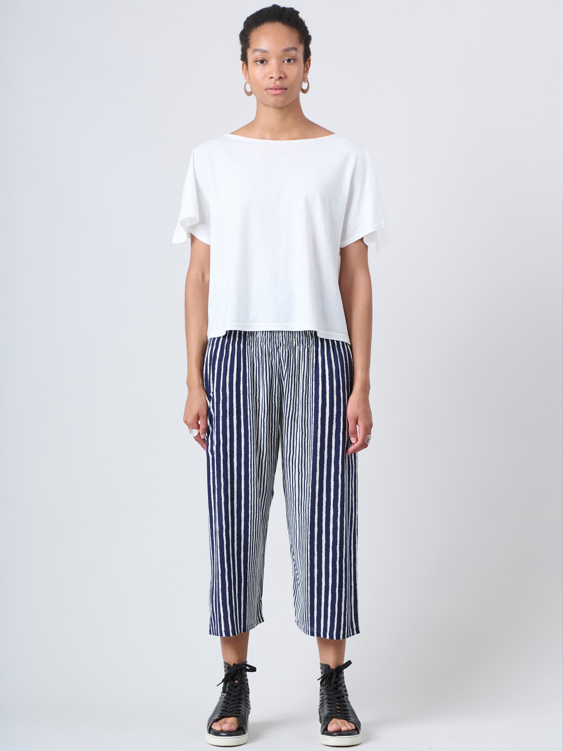 STRIPE TOWELING Cropped PANT main image 1
