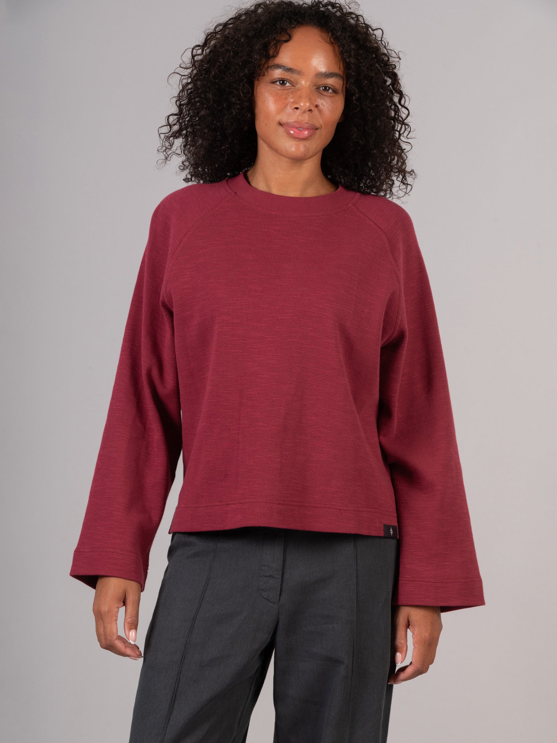 Yasai - Waffle Cotton Raglan Wide Sleeve T-shirt