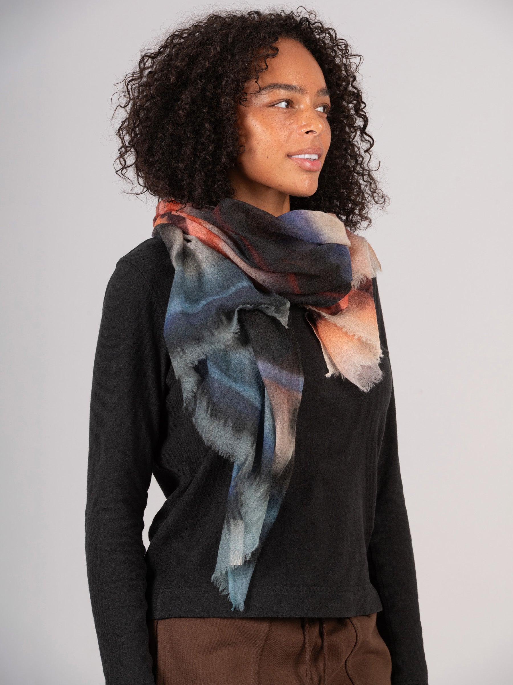 Fine Wool Print Scarf - Dusk Mirage