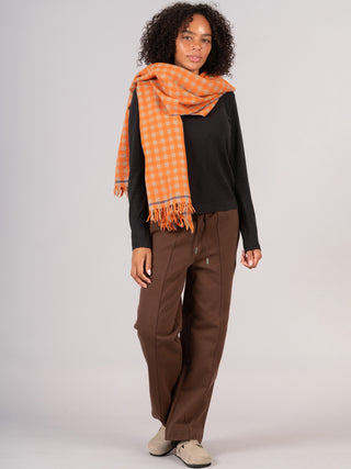 Pure Wool Orange Check Scarf - Forgotten Tribes