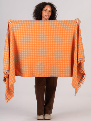 Pure Wool Orange Check Scarf - Forgotten Tribes