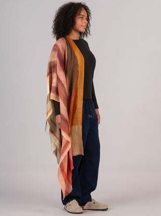 Silk Fine Wool Blend Print Scarf - Rainbow Colourway - Forgotten Tribes