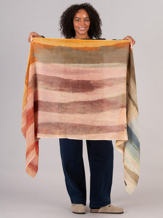 Silk Fine Wool Blend Print Scarf - Rainbow Colourway - Forgotten Tribes