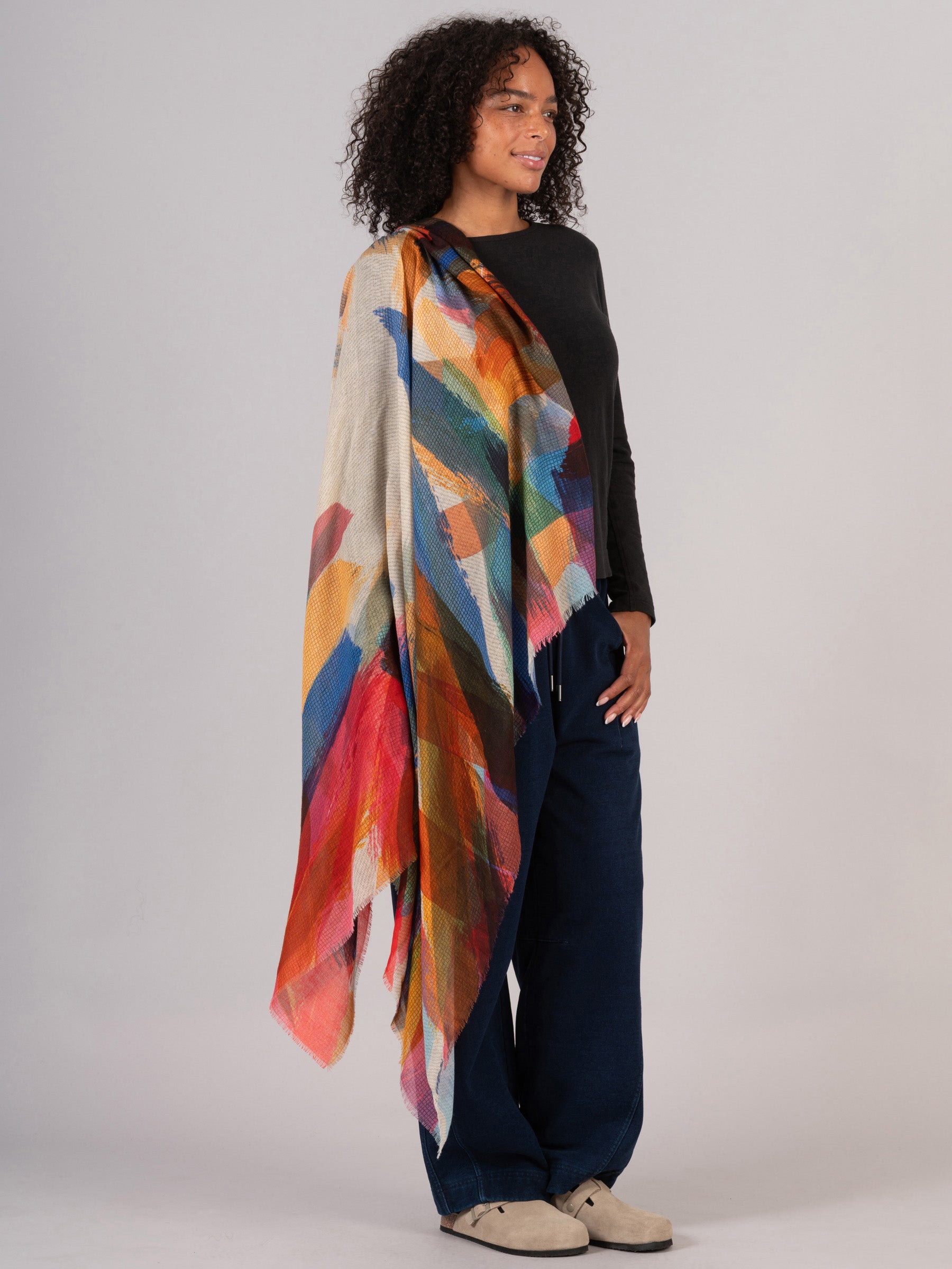 Fine Wool Modal Blend Square Print Scarf