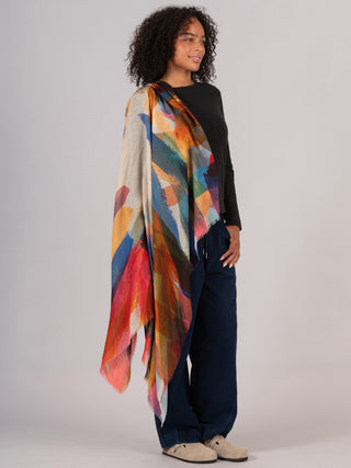 Fine Wool Modal Blend Square Print Scarf - Forgotten Tribes