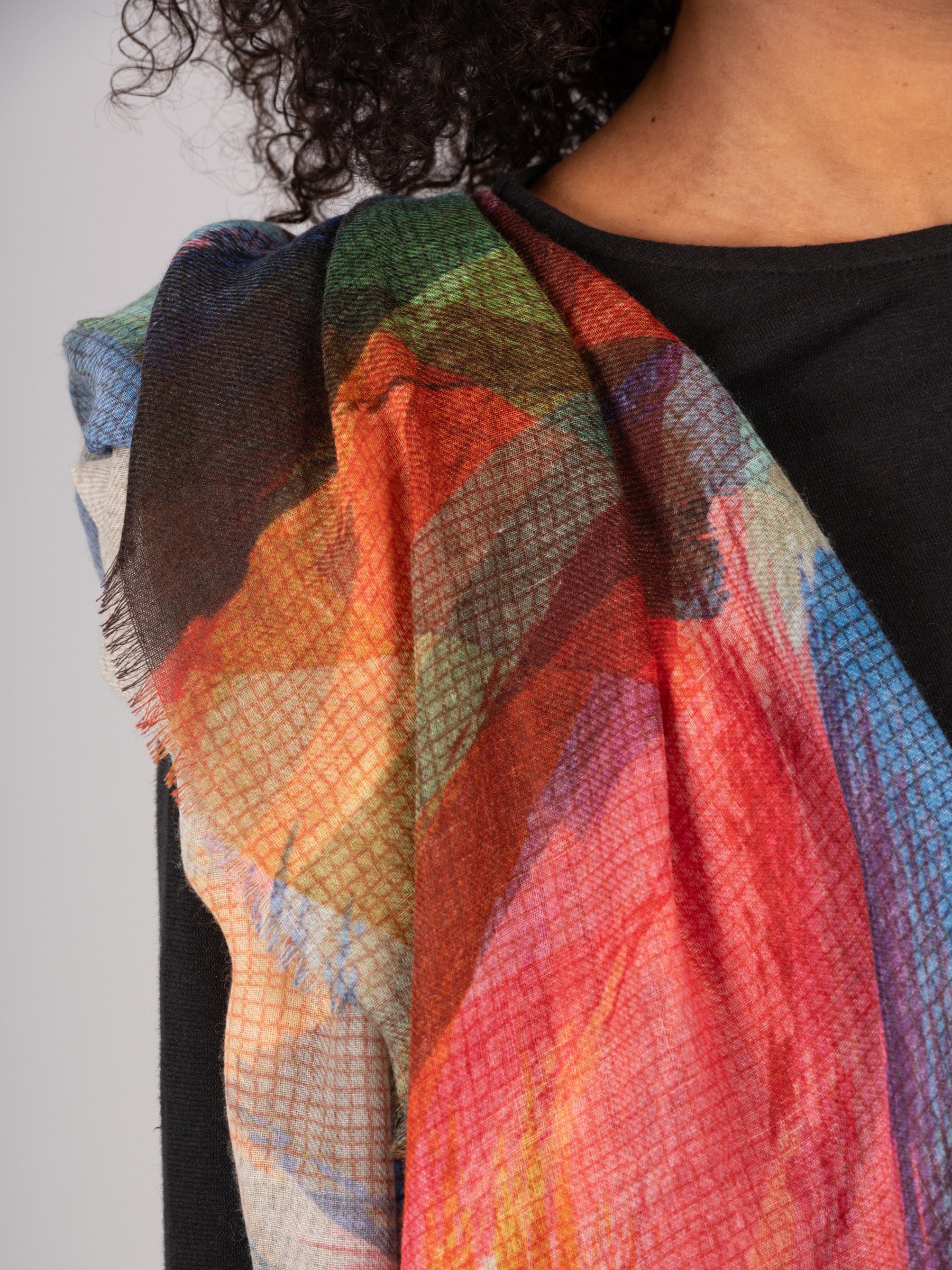 Fine Wool Modal Blend Square Print Scarf