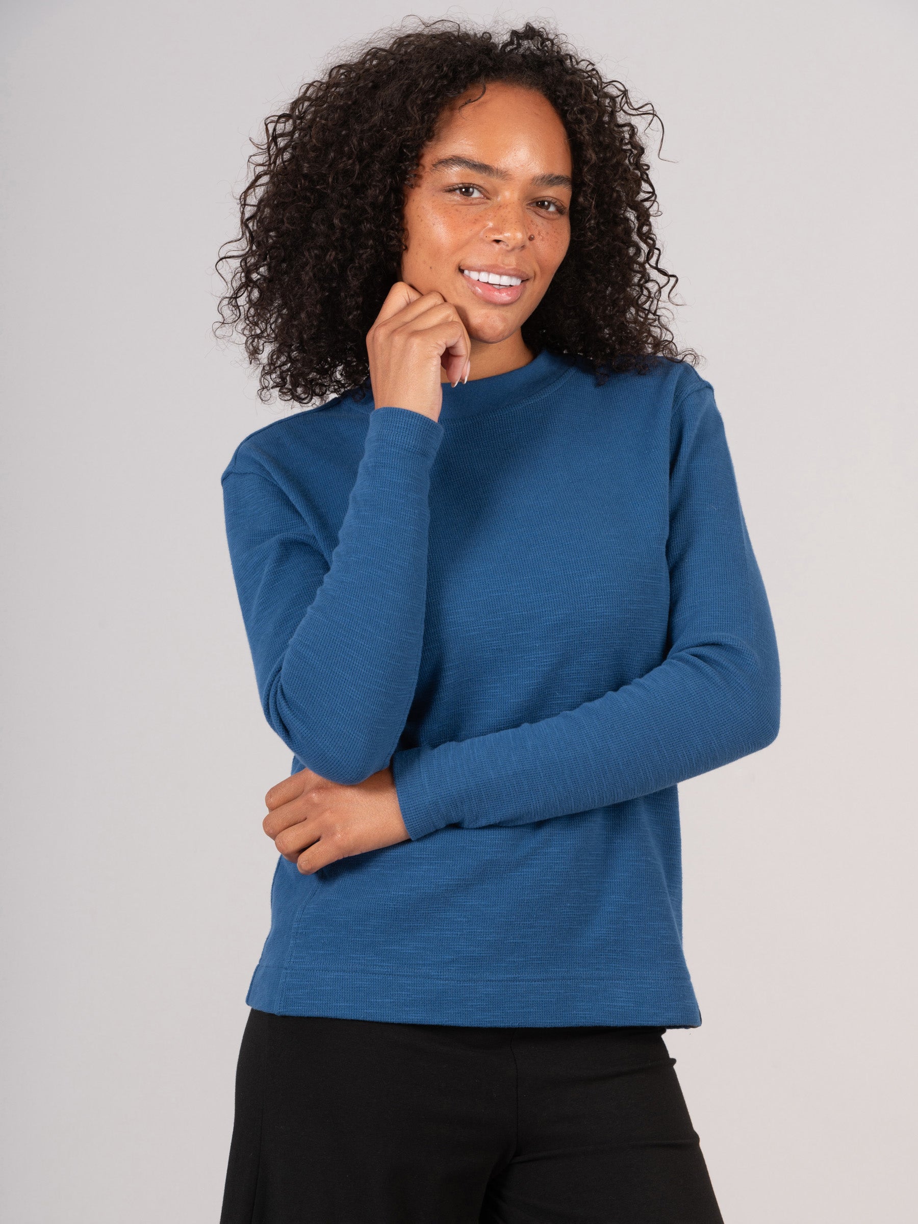 Gili - Waffle Cotton Side Panel Long Sleeve T-shirt - Forgotten Tribes
