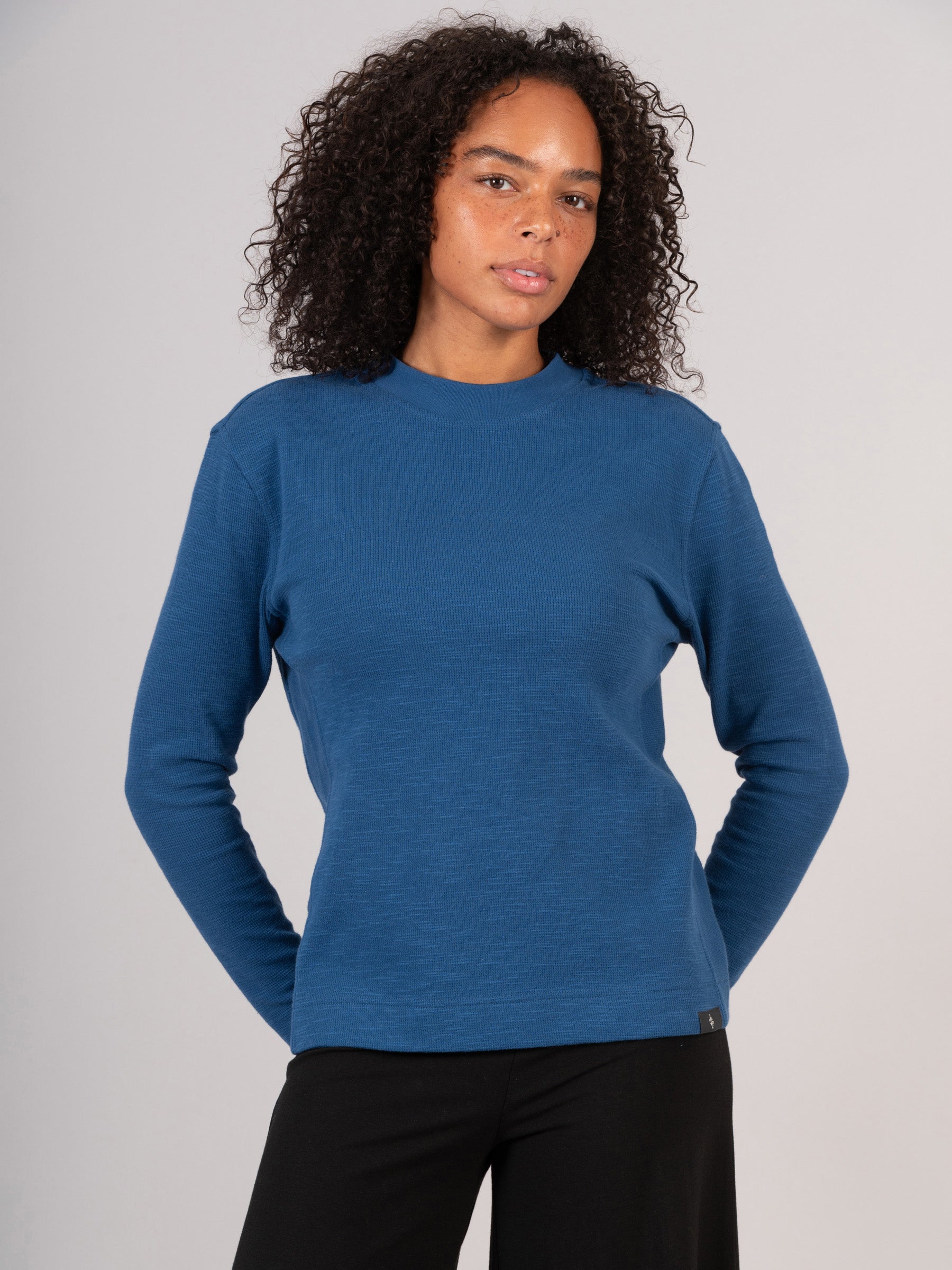 Gili - Waffle Cotton Side Panel Long Sleeve T-shirt - Forgotten Tribes