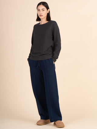 Sable - Denim Wash Fleece Straight Leg Trousers - Forgotten Tribes