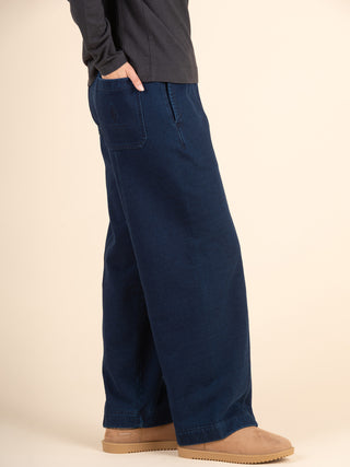 Sable - Denim Wash Fleece Straight Leg Trousers - Forgotten Tribes