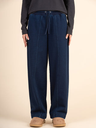 Sable - Denim Wash Fleece Straight Leg Trousers - Forgotten Tribes