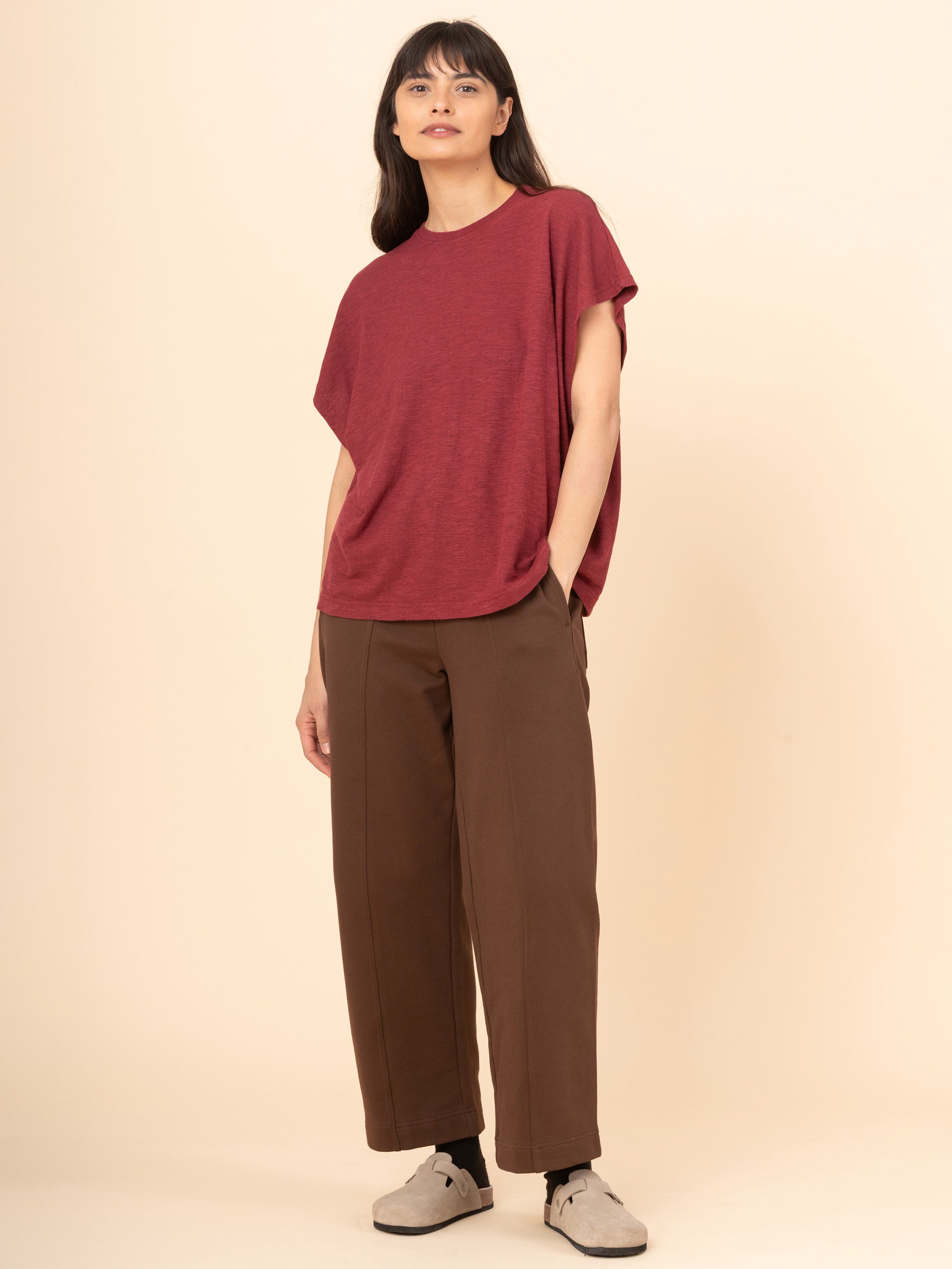 Sable - Cotton Fleece Straight Leg Trousers