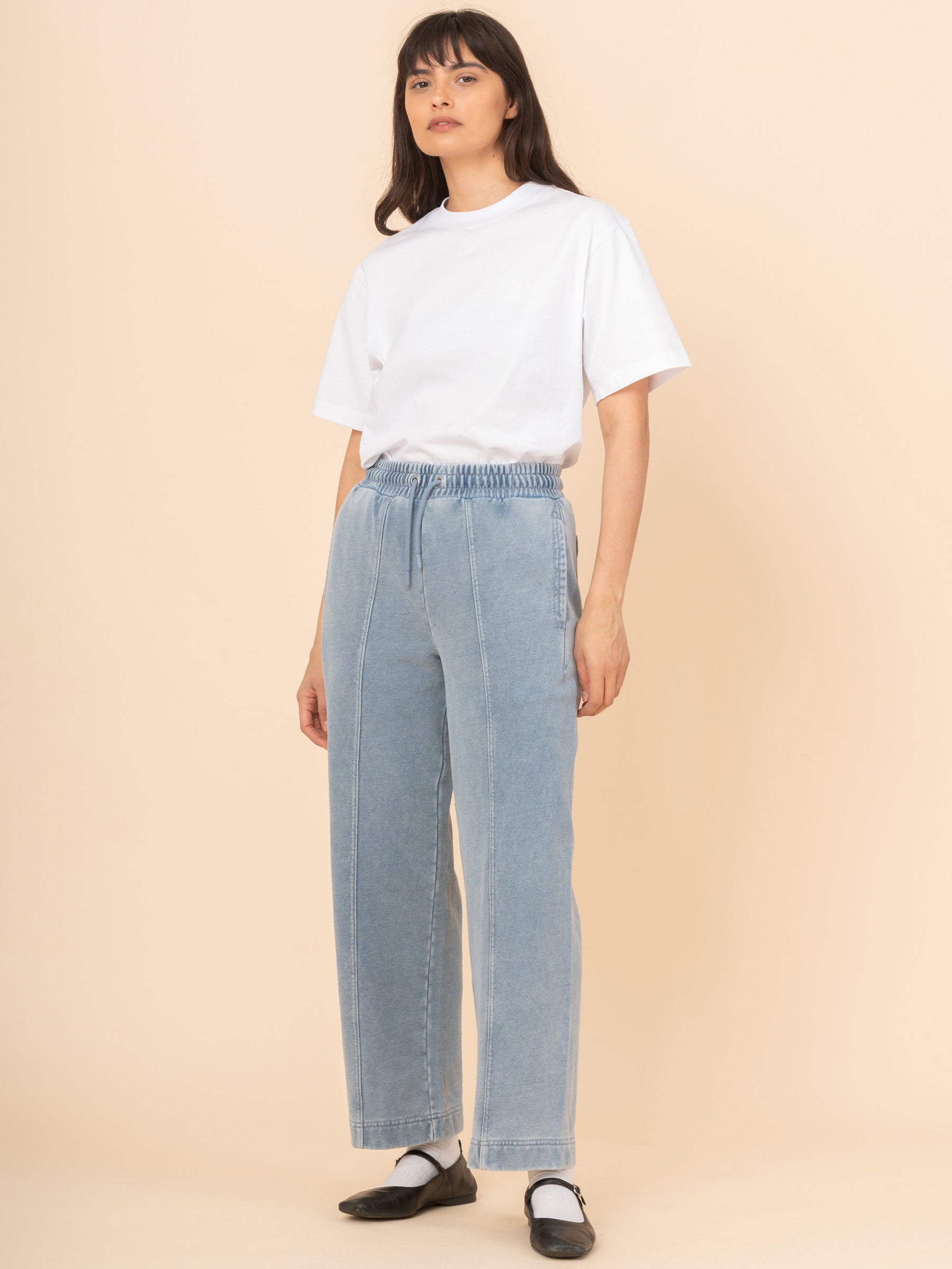 Sable - Denim Wash Fleece Straight Leg Trousers