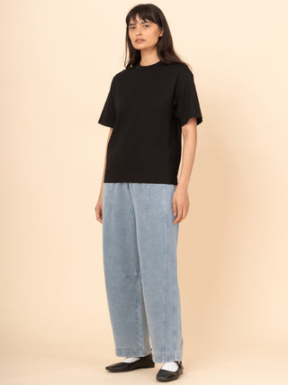Paxi - Denim Wash Fleece Barrel Leg Trousers - Forgotten Tribes