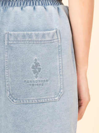 Paxi - Denim Wash Fleece Barrel Leg Trousers - Forgotten Tribes