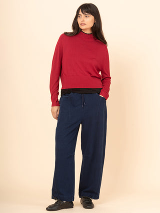 Paxi - Denim Wash Fleece Barrel Leg Trousers - Forgotten Tribes