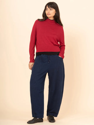 Paxi - Denim Wash Fleece Barrel Leg Trousers - Forgotten Tribes