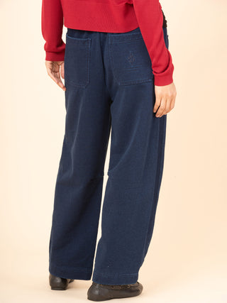 Paxi - Denim Wash Fleece Barrel Leg Trousers - Forgotten Tribes