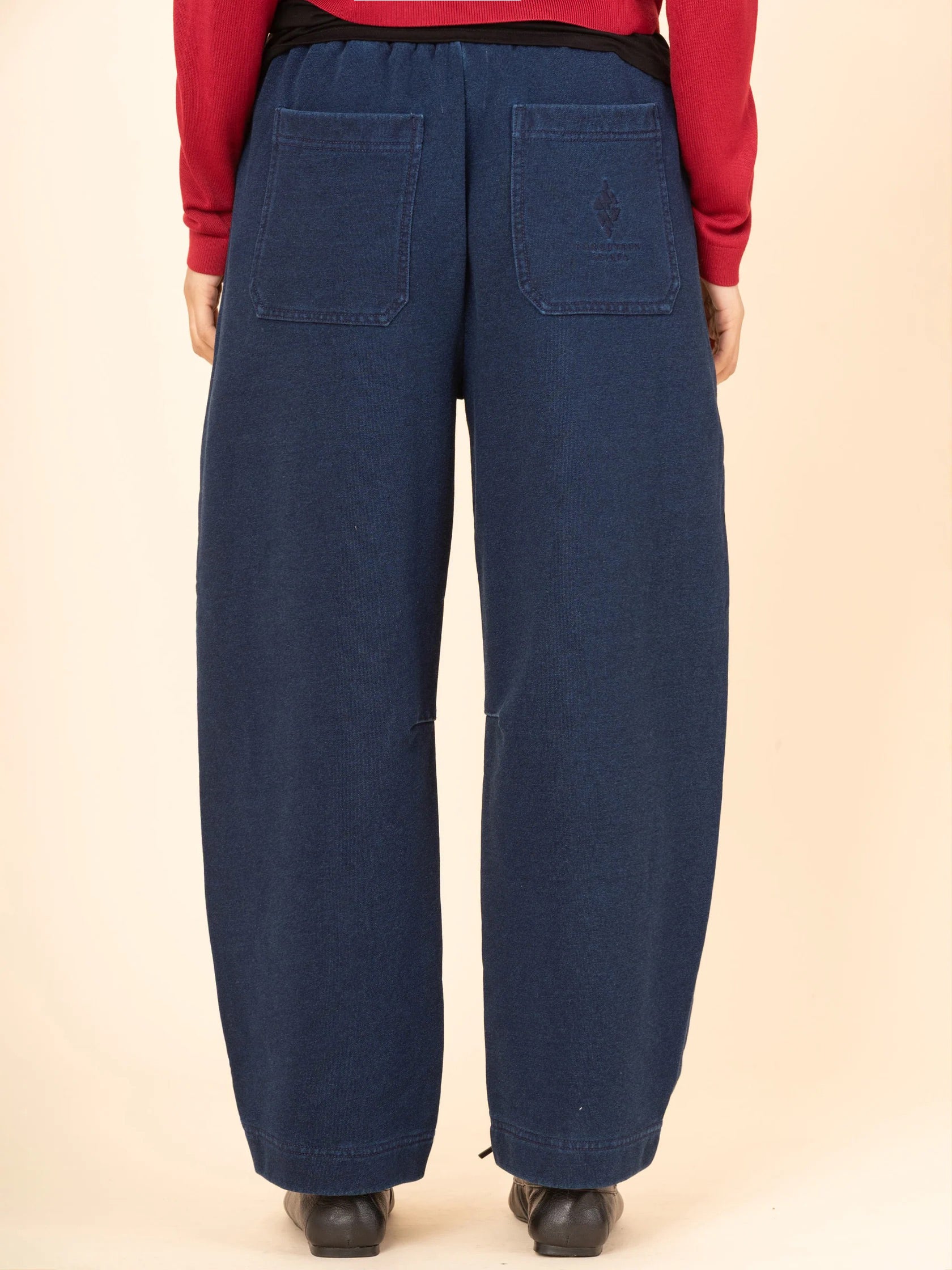 Paxi - Denim Wash Fleece Barrel Leg Trousers - Forgotten Tribes