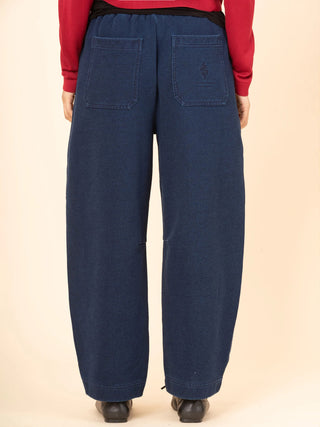 Paxi - Denim Wash Fleece Barrel Leg Trousers - Forgotten Tribes