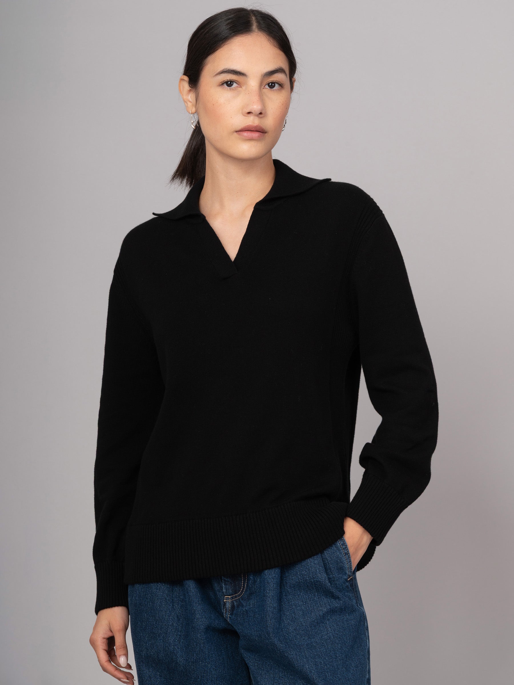 Shima - Cotton Cashmere Blend Polo Sweater - Forgotten Tribes