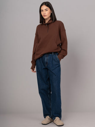 Sark - Hemp Organic Cotton Fleece Quarter Zip Sweatshirt - Forgotten Tribes