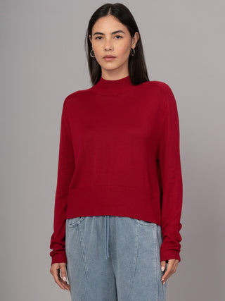 Lanka - Bamboo Viscose High Neck Sweater With Shoulder Yoke - Forgotten Tribes