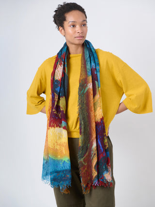 Fine Wool Print Scarf - Colour Splash - Forgotten Tribes