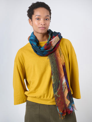 Fine Wool Print Scarf - Colour Splash - Forgotten Tribes