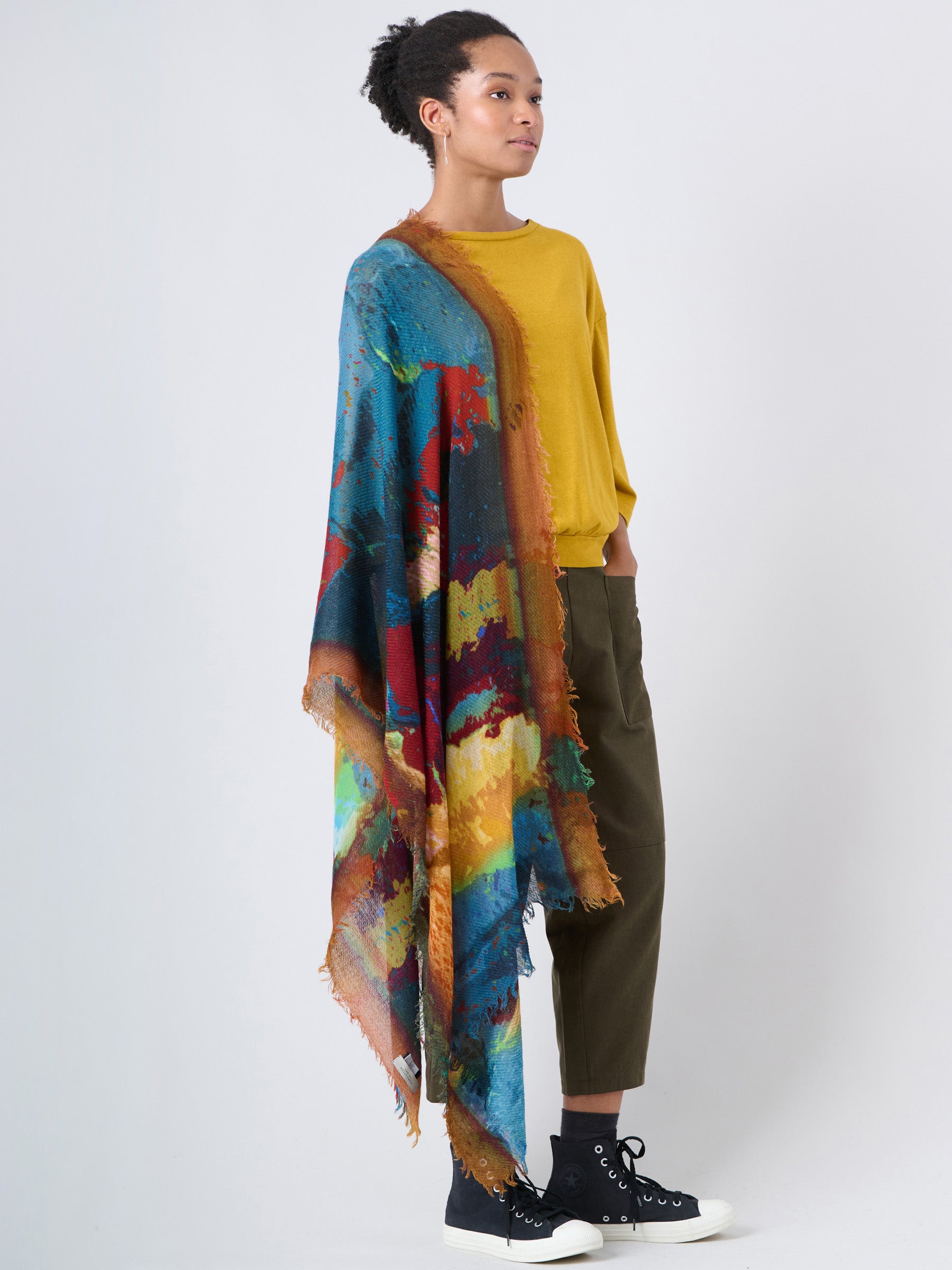 Fine Wool Print Scarf - Colour Splash - Forgotten Tribes