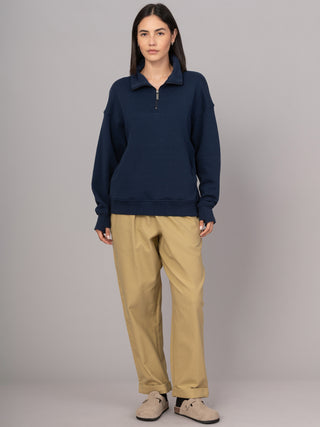 Sark - Hemp Organic Cotton Fleece Quarter Zip Sweatshirt - Forgotten Tribes