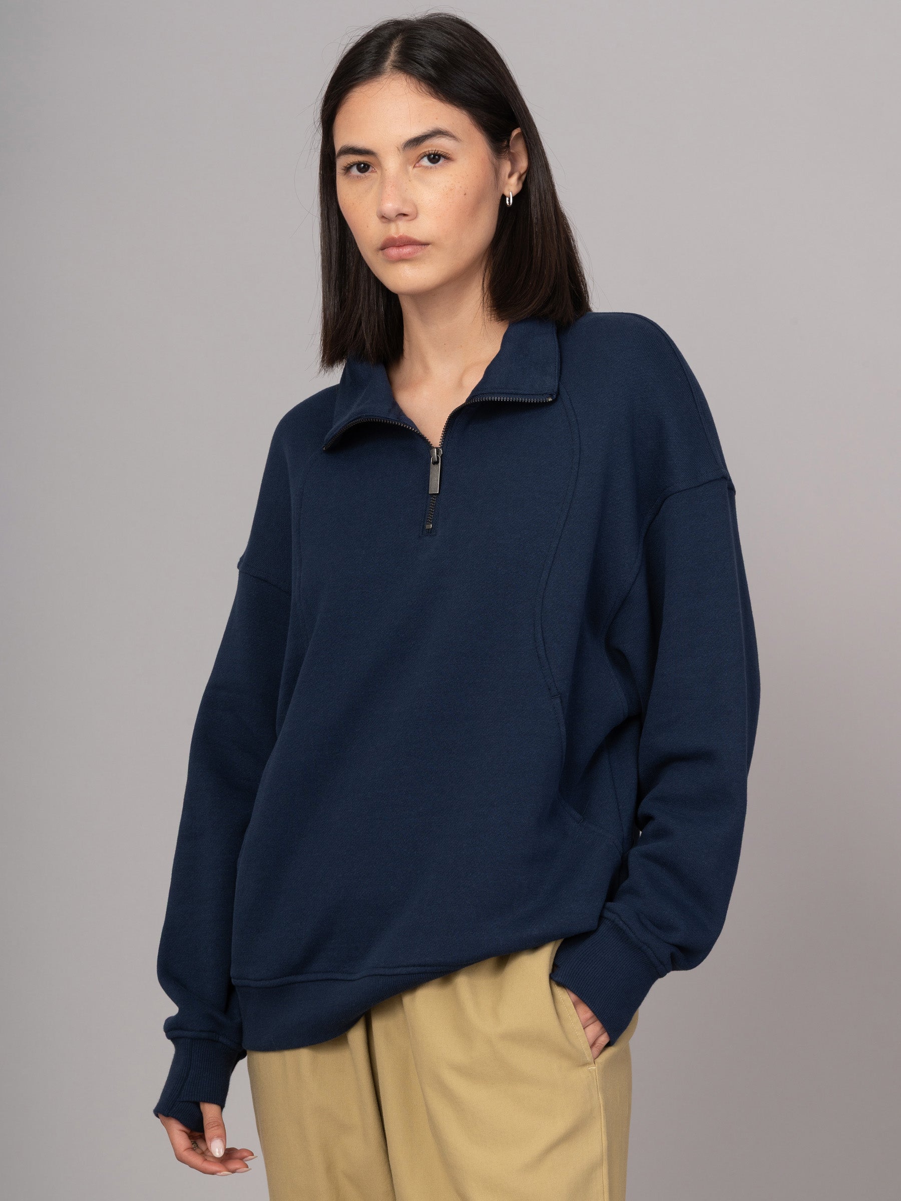 Sark - Hemp Organic Cotton Fleece Quarter Zip Sweatshirt