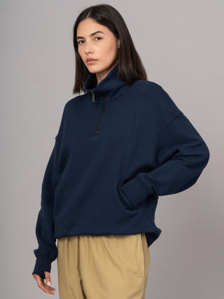 Sark - Hemp Organic Cotton Fleece Quarter Zip Sweatshirt - Forgotten Tribes