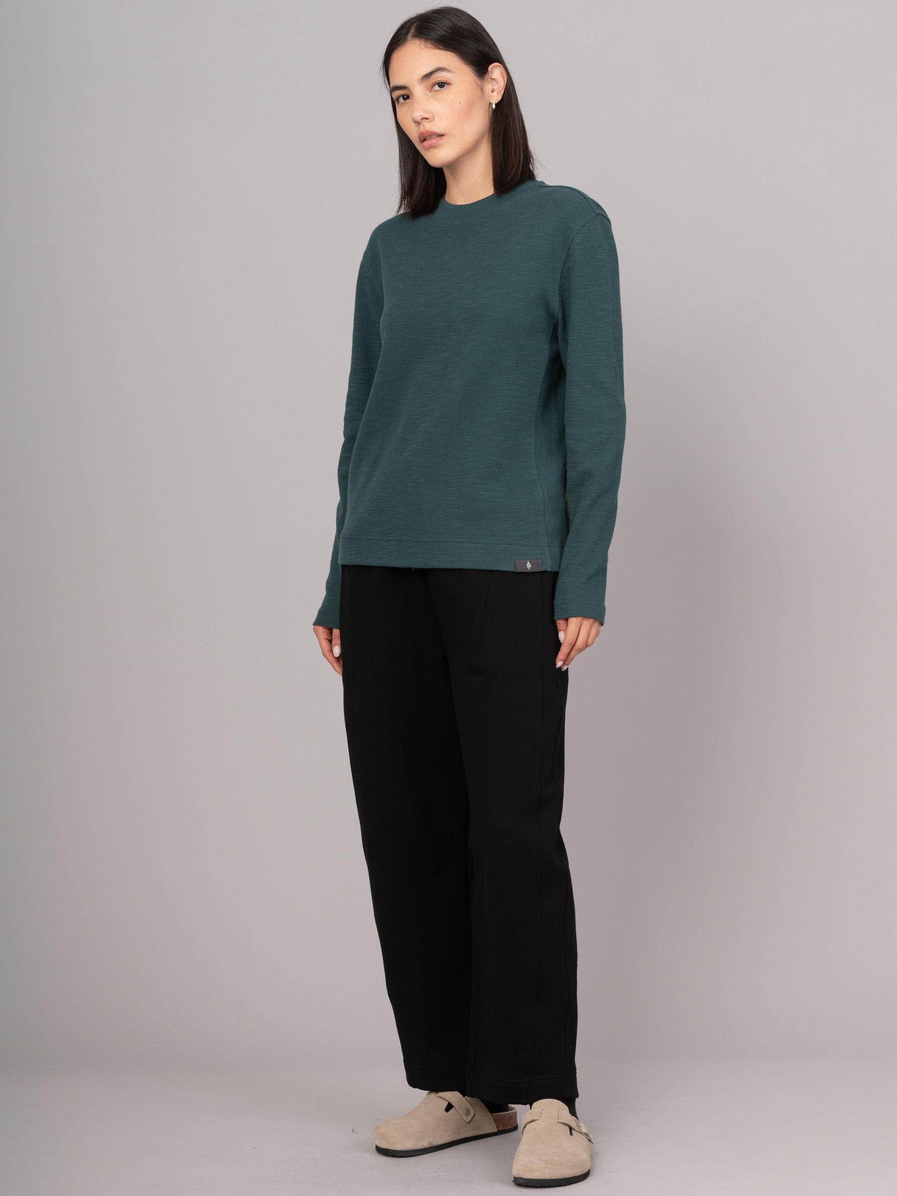 Gili 1 - Waffle Cotton Side Panel Long Sleeve T-shirt