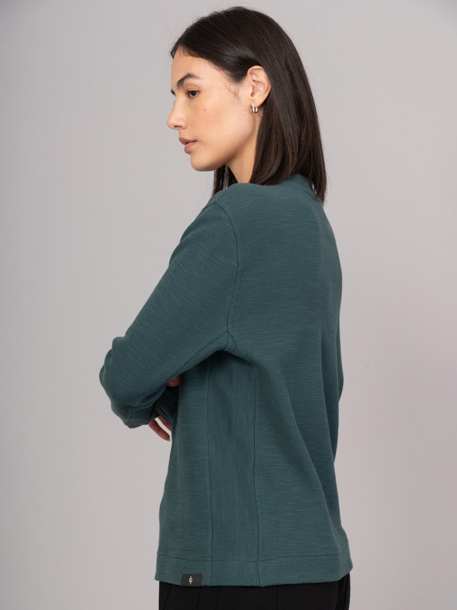 Gili 1 - Waffle Cotton Side Panel Long Sleeve T-shirt