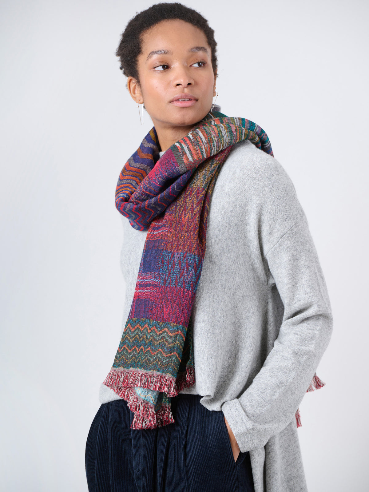 Wool Cotton Jacquard Scarf - Tartan - Forgotten Tribes