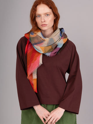 Fine Wool Modal Blend Square Print Scarf - Forgotten Tribes