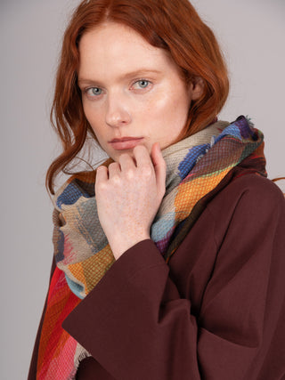 Fine Wool Modal Blend Square Print Scarf - Forgotten Tribes