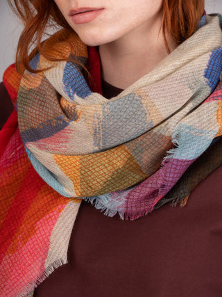 Fine Wool Modal Blend Square Print Scarf - Forgotten Tribes