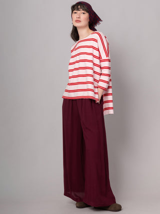 Gaya - Hemp Organic Cotton Cropped Sleeve T-Shirt - Stripes - Forgotten Tribes