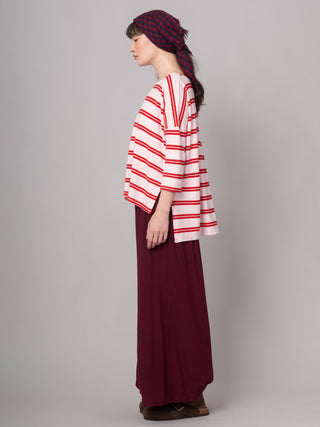 Gaya - Hemp Organic Cotton Cropped Sleeve T-Shirt - Stripes - Forgotten Tribes