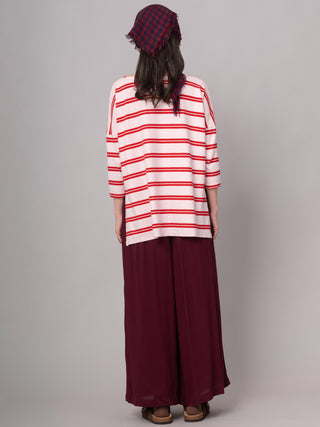 Gaya - Hemp Organic Cotton Cropped Sleeve T-Shirt - Stripes - Forgotten Tribes