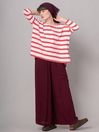 Gaya - Hemp Organic Cotton Cropped Sleeve T-Shirt - Stripes - Forgotten Tribes