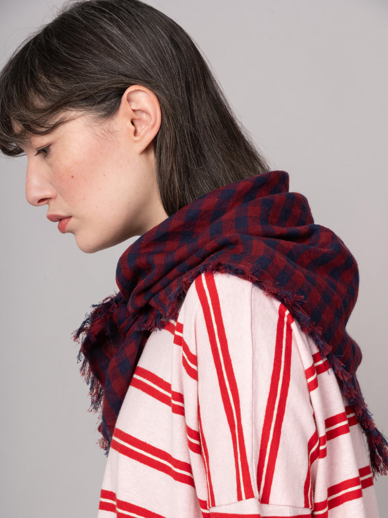 Pure Wool Check Pattern Square Scarf - Forgotten Tribes