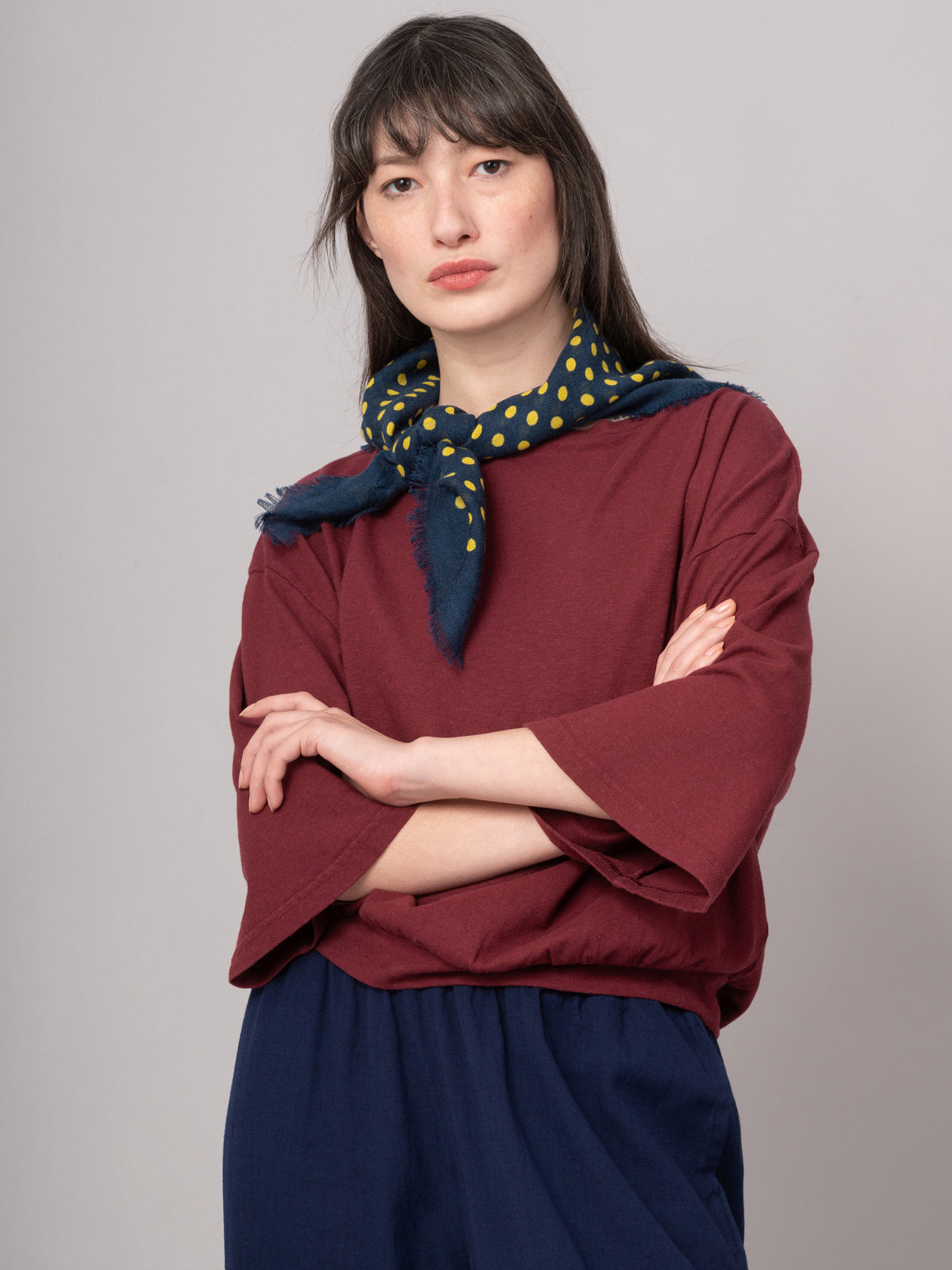 Wool Silk Polka Dot Square Scarf - Forgotten Tribes