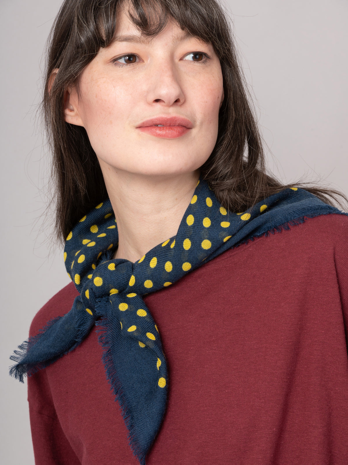 Wool Silk Polka Dot Square Scarf - Forgotten Tribes