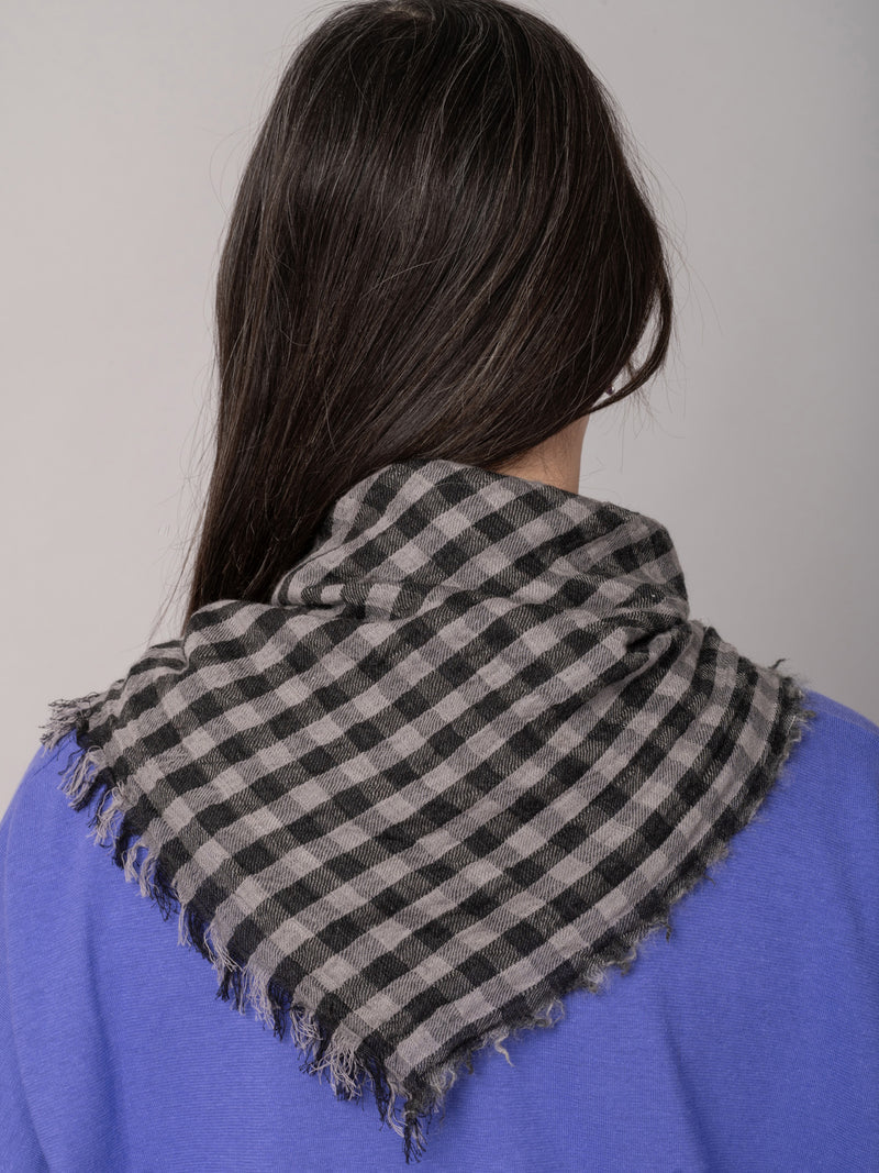 Pure Wool Check Pattern Square Scarf - Forgotten Tribes