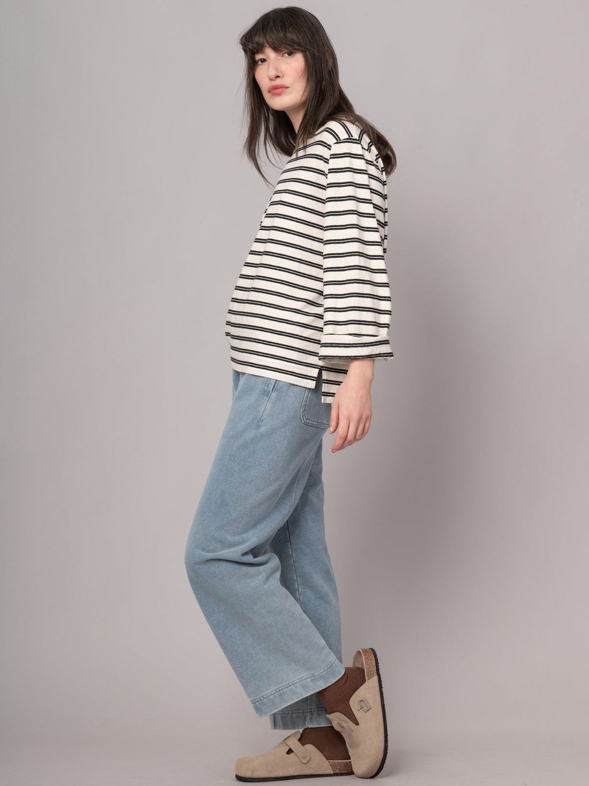 Sable - Denim Wash French Terry Straight Leg Trousers - Forgotten Tribes
