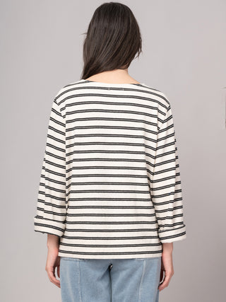 Yasai 2 - Hemp Organic Cotton Wide Sleeve T-shirt - Stripes - Forgotten Tribes