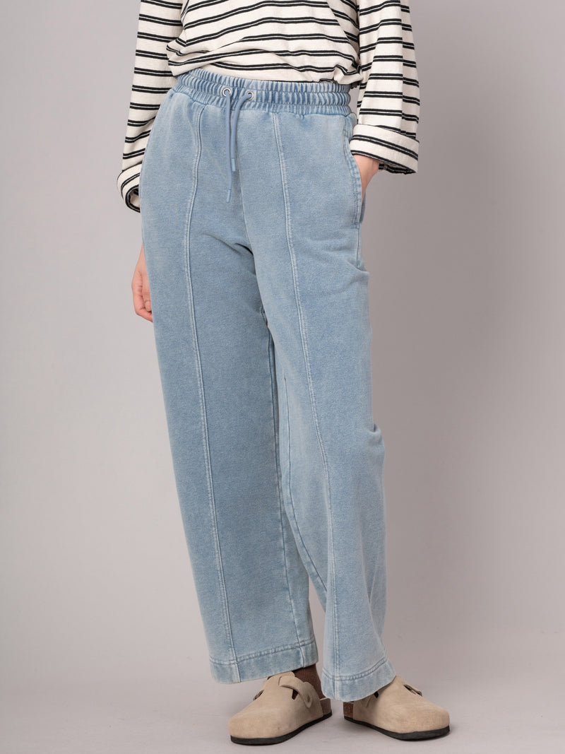Sable - Denim Wash French Terry Straight Leg Trousers - Forgotten Tribes